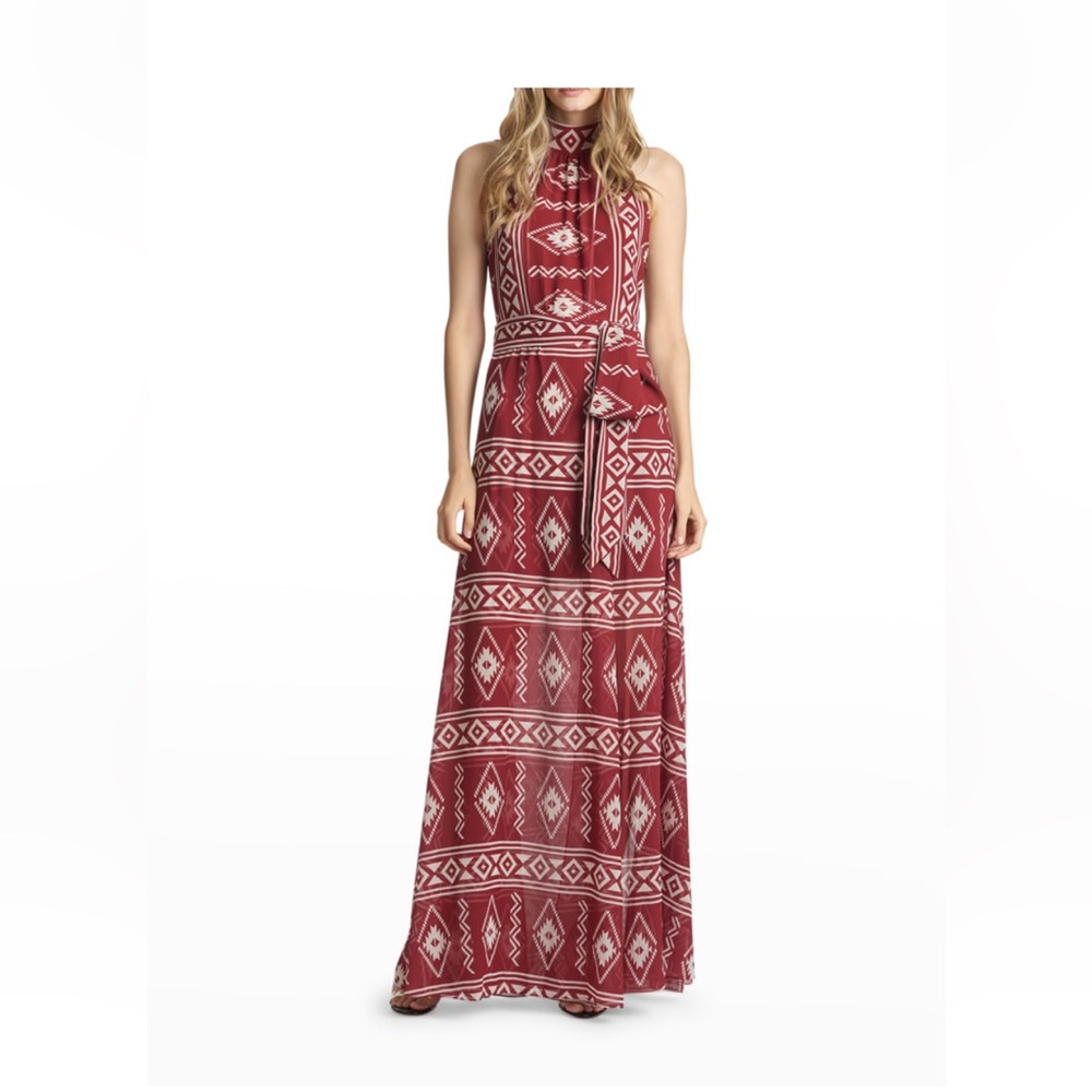 Sachin + Babi Selena Geo Chiffon Halter Sundress Maxi